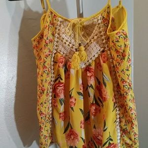 Yellow floral tank top